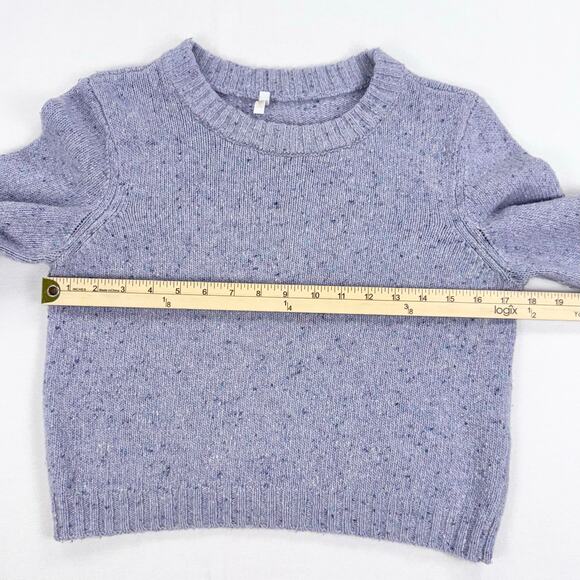 Milly Women’s Tweed Barrel Sleeve Wool Blend Cropped Sweater Small Lavender - Picture 12 of 14